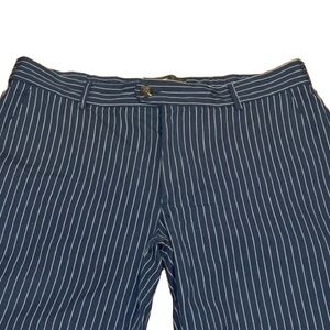 Houston White Womens Navy Pinstripe Pants Tailored Drawstring Waist size Large